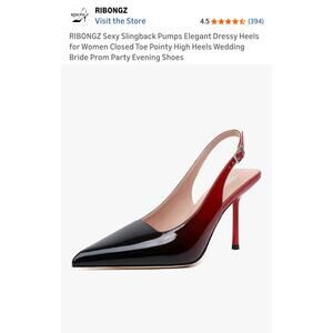 MSRP: $45.95 NWOB RIBONGZ Black & Red Ombre Slingback Pumps - Size 7.5